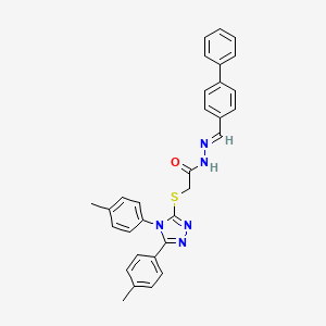 molecular formula C31H27N5OS B11976024 N'-[(E)-biphenyl-4-ylmethylidene]-2-{[4,5-bis(4-methylphenyl)-4H-1,2,4-triazol-3-yl]sulfanyl}acetohydrazide 