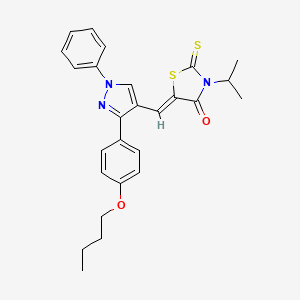molecular formula C26H27N3O2S2 B11976110 (5Z)-5-{[3-(4-Butoxyphenyl)-1-phenyl-1H-pyrazol-4-YL]methylene}-3-isopropyl-2-thioxo-1,3-thiazolidin-4-one 