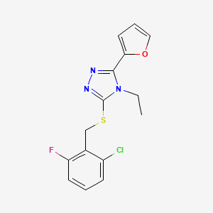 molecular formula C15H13ClFN3OS B1197615 3-[(2-Chloro-6-fluorophenyl)methylthio]-4-ethyl-5-(2-furanyl)-1,2,4-triazole 