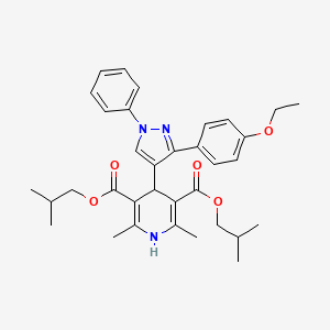 molecular formula C34H41N3O5 B11976171 diisobutyl 4-[3-(4-ethoxyphenyl)-1-phenyl-1H-pyrazol-4-yl]-2,6-dimethyl-1,4-dihydro-3,5-pyridinedicarboxylate 