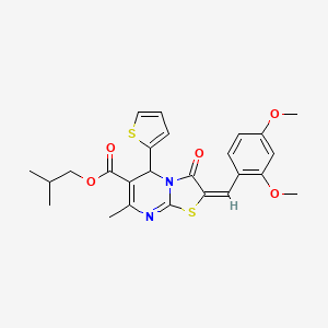 molecular formula C25H26N2O5S2 B11976368 isobutyl (2E)-2-(2,4-dimethoxybenzylidene)-7-methyl-3-oxo-5-(2-thienyl)-2,3-dihydro-5H-[1,3]thiazolo[3,2-a]pyrimidine-6-carboxylate 
