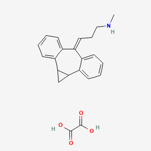 molecular formula C22H23NO4 B1197639 6-(3-Methylaminopropylidene)-1,1a,6,10b-tetrahydrodibenzo(a,e)cyclopropa(c)cycloheptene oxalate CAS No. 34252-65-8