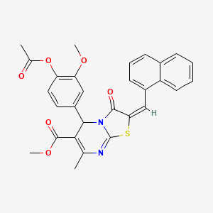 molecular formula C29H24N2O6S B11976455 methyl (2E)-5-[4-(acetyloxy)-3-methoxyphenyl]-7-methyl-2-(naphthalen-1-ylmethylidene)-3-oxo-2,3-dihydro-5H-[1,3]thiazolo[3,2-a]pyrimidine-6-carboxylate 