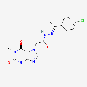 molecular formula C17H17ClN6O3 B11976631 N'-[(E)-1-(4-Chlorophenyl)ethylidene]-2-(1,3-dimethyl-2,6-dioxo-1,2,3,6-tetrahydro-7H-purin-7-YL)acetohydrazide 