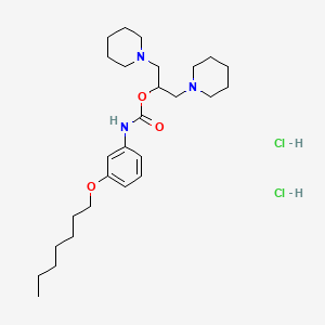 molecular formula C27H47Cl2N3O3 B11976639 Carbamic acid, (3-(heptyloxy)phenyl)-, 2-(1-piperidinyl)-1-(1-piperidinylmethyl)ethyl ester, dihydrochloride CAS No. 113873-35-1