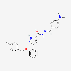 molecular formula C27H27N5O2 B11976719 N'-{(E)-[4-(dimethylamino)phenyl]methylidene}-3-{2-[(4-methylbenzyl)oxy]phenyl}-1H-pyrazole-5-carbohydrazide CAS No. 303106-29-8
