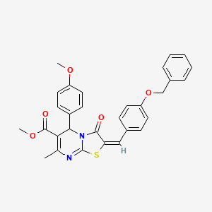molecular formula C30H26N2O5S B11976784 methyl (2E)-2-[4-(benzyloxy)benzylidene]-5-(4-methoxyphenyl)-7-methyl-3-oxo-2,3-dihydro-5H-[1,3]thiazolo[3,2-a]pyrimidine-6-carboxylate 