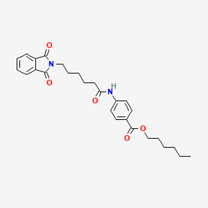 molecular formula C27H32N2O5 B11976821 Hexyl 4-((6-(1,3-dioxo-1,3-dihydro-2H-isoindol-2-YL)hexanoyl)amino)benzoate 