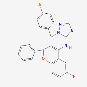 molecular formula C24H16BrFN4O B11976832 7-(4-Bromophenyl)-2-fluoro-6-phenyl-7,12-dihydro-6H-chromeno[4,3-d][1,2,4]triazolo[1,5-a]pyrimidine CAS No. 303094-49-7