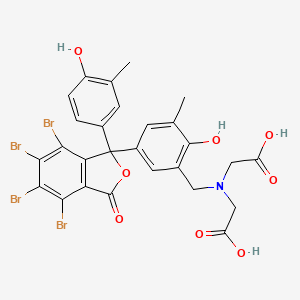 molecular formula C27H21Br4NO8 B1197685 2-[Carboxymethyl-[[2-hydroxy-3-methyl-5-[4,5,6,7-tetrabromo-1-(4-hydroxy-3-methylphenyl)-3-oxo-2-benzofuran-1-yl]phenyl]methyl]amino]acetic acid CAS No. 85563-15-1