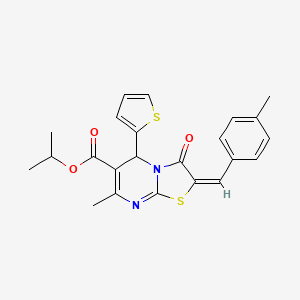 molecular formula C23H22N2O3S2 B11976926 isopropyl (2E)-7-methyl-2-(4-methylbenzylidene)-3-oxo-5-(2-thienyl)-2,3-dihydro-5H-[1,3]thiazolo[3,2-a]pyrimidine-6-carboxylate 