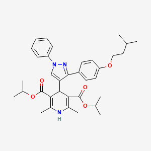 molecular formula C35H43N3O5 B11977125 diisopropyl 4-{3-[4-(isopentyloxy)phenyl]-1-phenyl-1H-pyrazol-4-yl}-2,6-dimethyl-1,4-dihydro-3,5-pyridinedicarboxylate 