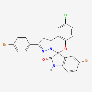 molecular formula C23H14Br2ClN3O2 B11977290 5'-Bromo-2-(4-bromophenyl)-9-chloro-1,10b-dihydrospiro[benzo[e]pyrazolo[1,5-c][1,3]oxazine-5,3'-indolin]-2'-one CAS No. 303104-52-1