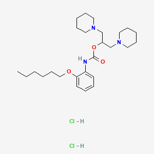 molecular formula C26H45Cl2N3O3 B11977317 Carbamic acid, (2-(hexyloxy)phenyl)-, 2-(1-piperidinyl)-1-(1-piperidinylmethyl)ethyl ester, dihydrochloride CAS No. 113873-30-6