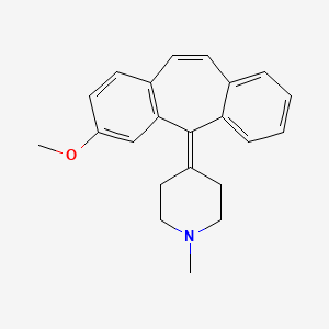 molecular formula C22H23NO B1197739 Piperidine, 4-(3-methoxy-5H-dibenzo(a,d)cyclohepten-5-ylidene)-1-methyl- CAS No. 77263-46-8
