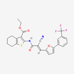 molecular formula C26H21F3N2O4S B11977428 Ethyl 2-(2-cyano-3-(5-(3-(trifluoromethyl)phenyl)furan-2-yl)acrylamido)-4,5,6,7-tetrahydrobenzo[b]thiophene-3-carboxylate CAS No. 308096-48-2