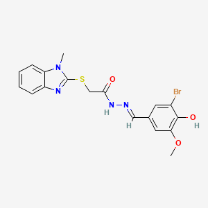 molecular formula C18H17BrN4O3S B11977611 N'-[(E)-(3-bromo-4-hydroxy-5-methoxyphenyl)methylidene]-2-[(1-methyl-1H-benzimidazol-2-yl)sulfanyl]acetohydrazide 