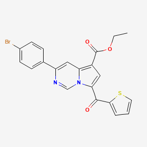 molecular formula C21H15BrN2O3S B11977673 Ethyl 3-(4-bromophenyl)-7-(thiophene-2-carbonyl)pyrrolo[1,2-c]pyrimidine-5-carboxylate CAS No. 302913-18-4