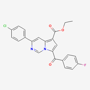molecular formula C23H16ClFN2O3 B11977750 Ethyl 3-(4-chlorophenyl)-7-(4-fluorobenzoyl)pyrrolo[1,2-c]pyrimidine-5-carboxylate CAS No. 302912-65-8