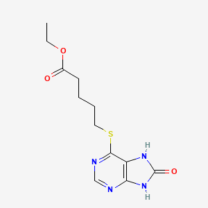 molecular formula C12H16N4O3S B11977784 ethyl 5-[(8-hydroxy-9H-purin-6-yl)thio]pentanoate CAS No. 6025-58-7