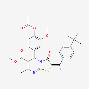 molecular formula C29H30N2O6S B11977789 methyl (2E)-5-[4-(acetyloxy)-3-methoxyphenyl]-2-(4-tert-butylbenzylidene)-7-methyl-3-oxo-2,3-dihydro-5H-[1,3]thiazolo[3,2-a]pyrimidine-6-carboxylate 