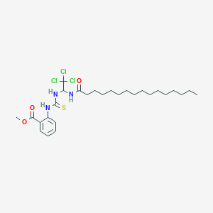 molecular formula C27H42Cl3N3O3S B11977825 methyl 2-[[2,2,2-trichloro-1-(hexadecanoylamino)ethyl]carbamothioylamino]benzoate CAS No. 303059-10-1