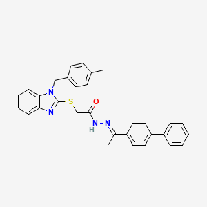 molecular formula C31H28N4OS B11977840 N'-[(1E)-1-(biphenyl-4-yl)ethylidene]-2-{[1-(4-methylbenzyl)-1H-benzimidazol-2-yl]sulfanyl}acetohydrazide 