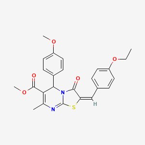 molecular formula C25H24N2O5S B11977861 methyl (2E)-2-(4-ethoxybenzylidene)-5-(4-methoxyphenyl)-7-methyl-3-oxo-2,3-dihydro-5H-[1,3]thiazolo[3,2-a]pyrimidine-6-carboxylate 