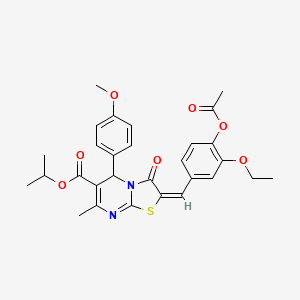 molecular formula C29H30N2O7S B11978057 Isopropyl (2E)-2-[4-(acetyloxy)-3-ethoxybenzylidene]-5-(4-methoxyphenyl)-7-methyl-3-oxo-2,3-dihydro-5H-[1,3]thiazolo[3,2-A]pyrimidine-6-carboxylate 