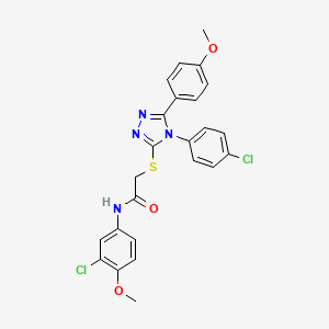 molecular formula C24H20Cl2N4O3S B11978072 N-(3-chloro-4-methoxyphenyl)-2-{[4-(4-chlorophenyl)-5-(4-methoxyphenyl)-4H-1,2,4-triazol-3-yl]sulfanyl}acetamide 