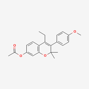 2,2-Dimethyl-3-(4-methoxyphenyl)-4-ethyl-2H-1-benzopyran-7-ol acetate