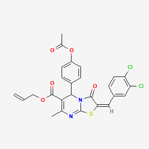 molecular formula C26H20Cl2N2O5S B11978175 allyl (2E)-5-[4-(acetyloxy)phenyl]-2-(3,4-dichlorobenzylidene)-7-methyl-3-oxo-2,3-dihydro-5H-[1,3]thiazolo[3,2-a]pyrimidine-6-carboxylate 