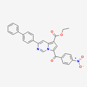 molecular formula C29H21N3O5 B11978183 Ethyl 3-([1,1'-biphenyl]-4-yl)-7-(4-nitrobenzoyl)pyrrolo[1,2-c]pyrimidine-5-carboxylate CAS No. 302913-09-3