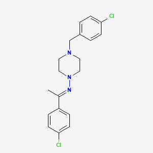 molecular formula C19H21Cl2N3 B11978254 4-(4-chlorobenzyl)-N-[(E)-1-(4-chlorophenyl)ethylidene]-1-piperazinamine 