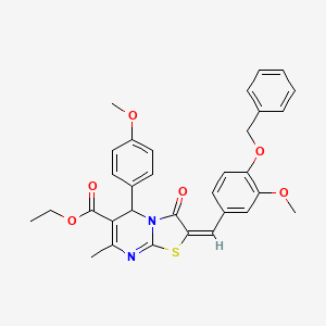 molecular formula C32H30N2O6S B11978290 ethyl (2E)-2-[4-(benzyloxy)-3-methoxybenzylidene]-5-(4-methoxyphenyl)-7-methyl-3-oxo-2,3-dihydro-5H-[1,3]thiazolo[3,2-a]pyrimidine-6-carboxylate 