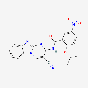 molecular formula C21H16N6O4 B11978353 N-(3-cyanopyrimido[1,2-a]benzimidazol-2-yl)-2-isopropoxy-5-nitrobenzamide CAS No. 116477-68-0