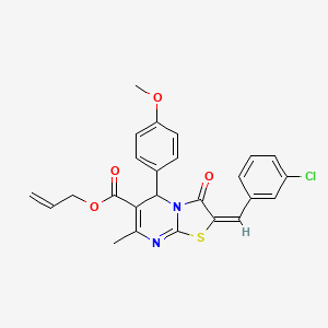 molecular formula C25H21ClN2O4S B11978391 Allyl (2E)-2-(3-chlorobenzylidene)-5-(4-methoxyphenyl)-7-methyl-3-oxo-2,3-dihydro-5H-[1,3]thiazolo[3,2-A]pyrimidine-6-carboxylate 