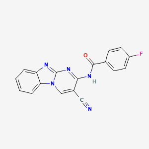 molecular formula C18H10FN5O B11978425 N-(3-cyanopyrimido[1,2-a]benzimidazol-2-yl)-4-fluorobenzamide CAS No. 116477-94-2