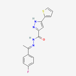 molecular formula C16H13FN4OS B11978654 N'-[(E)-1-(4-fluorophenyl)ethylidene]-3-(2-thienyl)-1H-pyrazole-5-carbohydrazide 