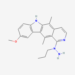 molecular formula C21H24N4O B1197871 1-(Amino-3-propylamino)-5,11-dimethyl-9-methoxy-6H-pyrido(4,3-b)carbazole CAS No. 74861-72-6