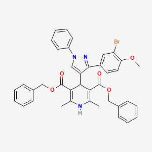 molecular formula C39H34BrN3O5 B11978839 Dibenzyl 4-[3-(3-bromo-4-methoxyphenyl)-1-phenyl-1H-pyrazol-4-YL]-2,6-dimethyl-1,4-dihydro-3,5-pyridinedicarboxylate CAS No. 1007485-77-9