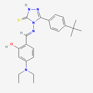 molecular formula C23H29N5OS B11978872 2-((E)-{[3-(4-tert-butylphenyl)-5-mercapto-4H-1,2,4-triazol-4-yl]imino}methyl)-5-(diethylamino)phenol 