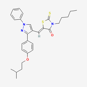 molecular formula C29H33N3O2S2 B11978890 (5Z)-5-({3-[4-(isopentyloxy)phenyl]-1-phenyl-1H-pyrazol-4-yl}methylene)-3-pentyl-2-thioxo-1,3-thiazolidin-4-one 