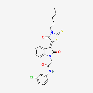 molecular formula C24H22ClN3O3S2 B11978901 N-(3-chlorophenyl)-2-[(3Z)-2-oxo-3-(4-oxo-3-pentyl-2-thioxo-1,3-thiazolidin-5-ylidene)-2,3-dihydro-1H-indol-1-yl]acetamide 