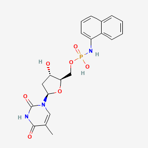 molecular formula C20H22N3O7P B1197897 [(2R,3S,5R)-3-hydroxy-5-(5-methyl-2,4-dioxopyrimidin-1-yl)oxolan-2-yl]methoxy-N-naphthalen-1-ylphosphonamidic acid CAS No. 52065-37-9