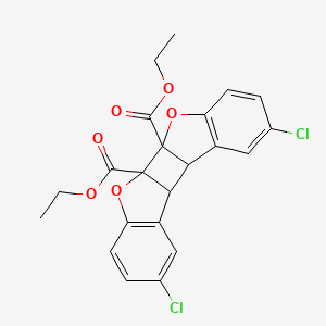 molecular formula C22H18Cl2O6 B1197900 diethyl 5,16-dichloro-9,12-dioxapentacyclo[9.7.0.02,10.03,8.013,18]octadeca-3(8),4,6,13(18),14,16-hexaene-10,11-dicarboxylate CAS No. 67194-00-7