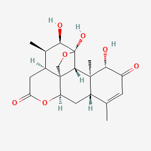molecular formula C20H26O7 B1197911 1,11,12-Trihydroxy-11,20-epoxypicras-3-ene-2,16-dione CAS No. 22611-34-3