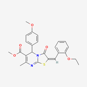 molecular formula C25H24N2O5S B11979208 methyl (2E)-2-(2-ethoxybenzylidene)-5-(4-methoxyphenyl)-7-methyl-3-oxo-2,3-dihydro-5H-[1,3]thiazolo[3,2-a]pyrimidine-6-carboxylate 