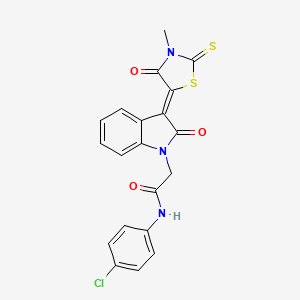 molecular formula C20H14ClN3O3S2 B11979210 N-(4-chlorophenyl)-2-[(3Z)-3-(3-methyl-4-oxo-2-thioxo-1,3-thiazolidin-5-ylidene)-2-oxo-2,3-dihydro-1H-indol-1-yl]acetamide 