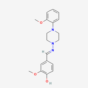 molecular formula C19H23N3O3 B11979211 2-Methoxy-4-(((4-(2-methoxyphenyl)-1-piperazinyl)imino)methyl)phenol 